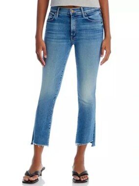 MOTHER The Insider Crop Step Fray Jeans Women's 32 Juicin Raw Hem Stretch